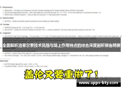 全面解析洛塞尔索技术风格与场上作用特点的综合深度剖析报告精要